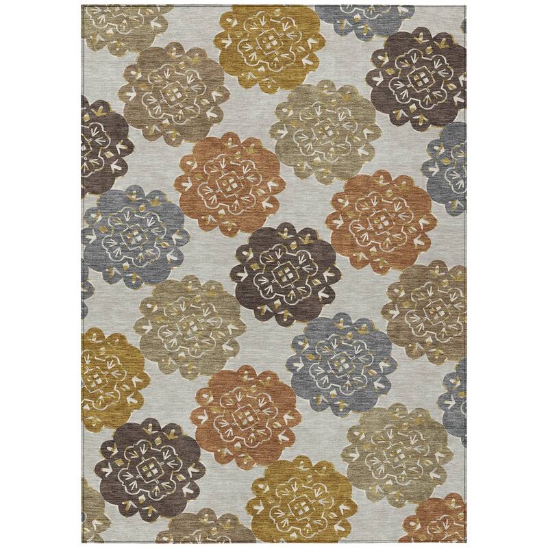 Machine Washable Indoor/ Outdoor Global Motif Chantille Rug