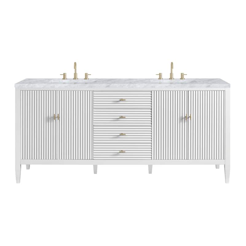 James Martin Vanities 485-V72-3CAR Myrrin 72" Double Basin Wood Vanity - Bright White - Painted