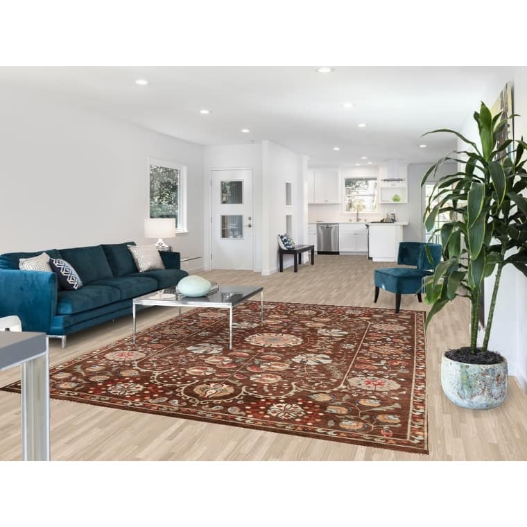 Brown Vegetable Dye Ziegler Oriental Area Rug Handmade Wool Carpet - 7'3" x 9'10"