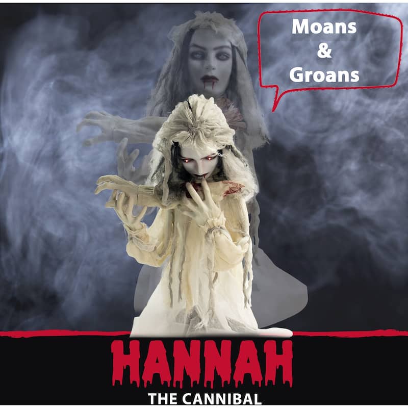 Haunted Hill Farm 31 In. Groundbreaker Animatronic Bride, Indoor/Outdoor Halloween Decoration, Flashing Red Eyes, Battery