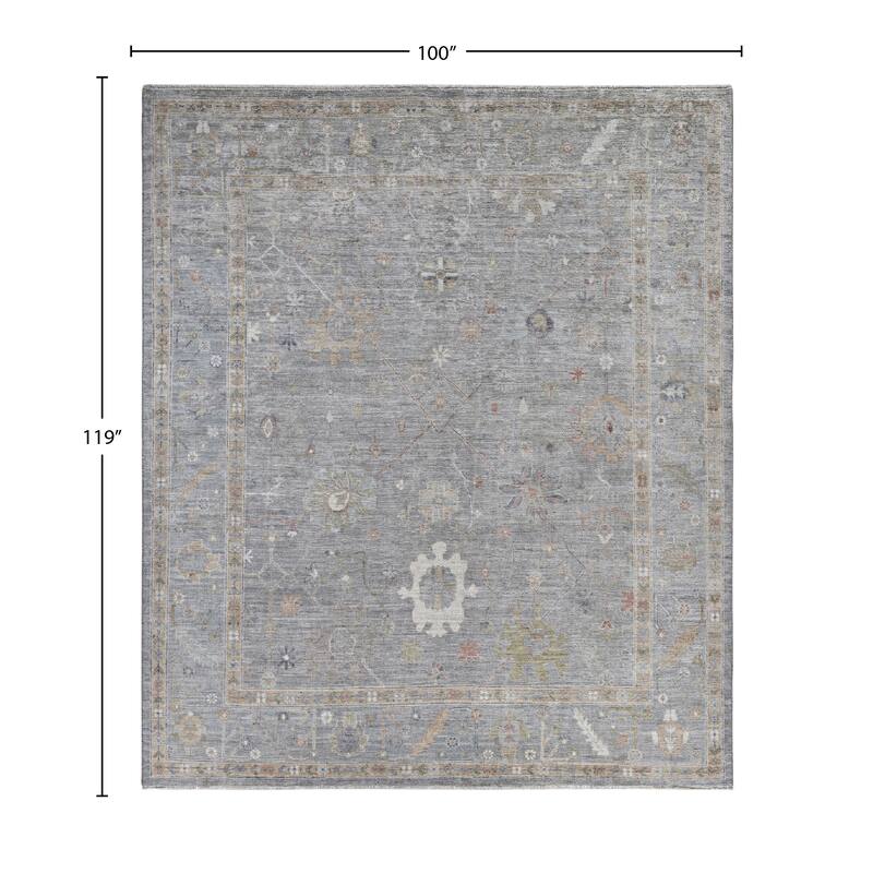 Oushak One-of-a-Kind Hand-Knotted Area Rug - Gray - 8' 4" x 9' 11"