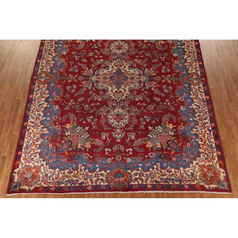 Floral Kashmar Persian Antique Area Rug Handmade Wool Carpet - 10'3"x 12'10"