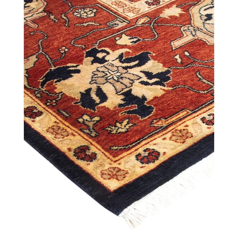 Overton Hand Knotted Wool Vintage Inspired Traditional Mogul Blue Area Rug - 9 x 12