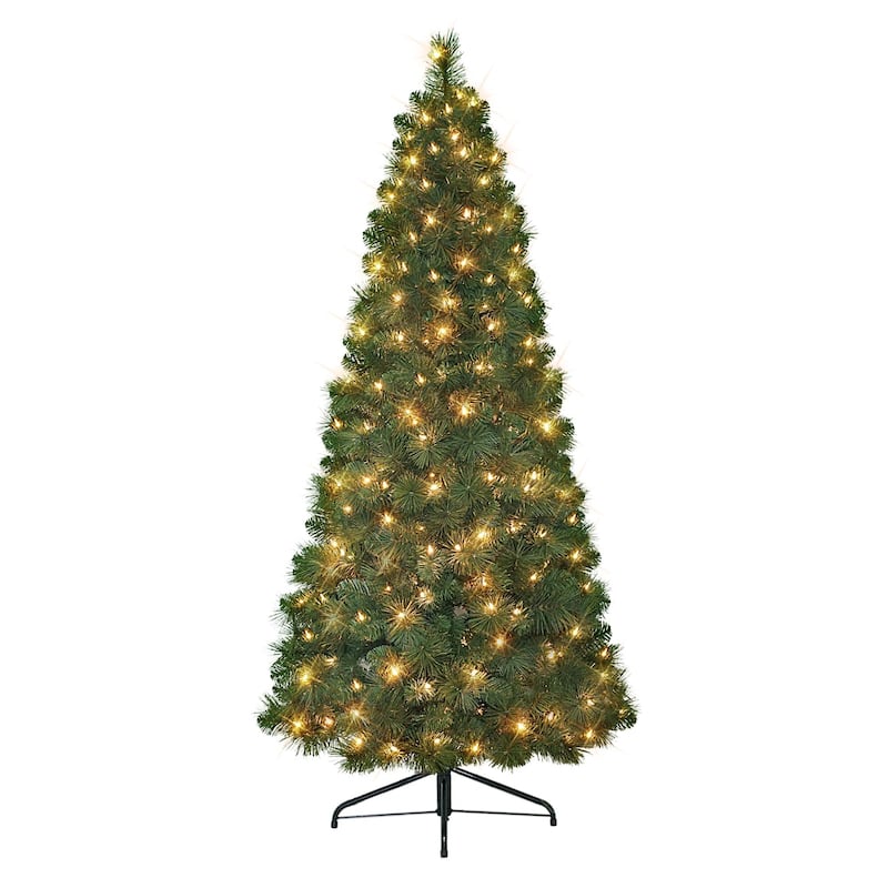 Slim Artificial Half Wall Christmas Tree - 6.5’ - Clear Lights - 6.5 Foot
