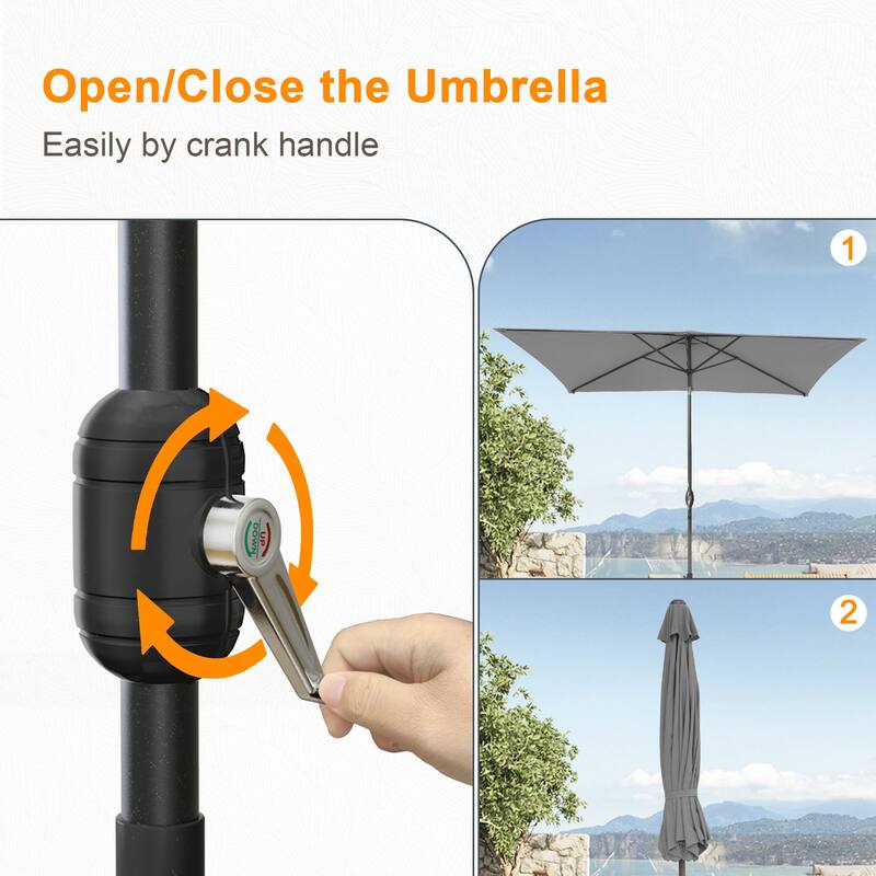 LIVOOSUN 10 x 6.5ft Outdoor Market Patio Umbrella w/Tilt and Crank