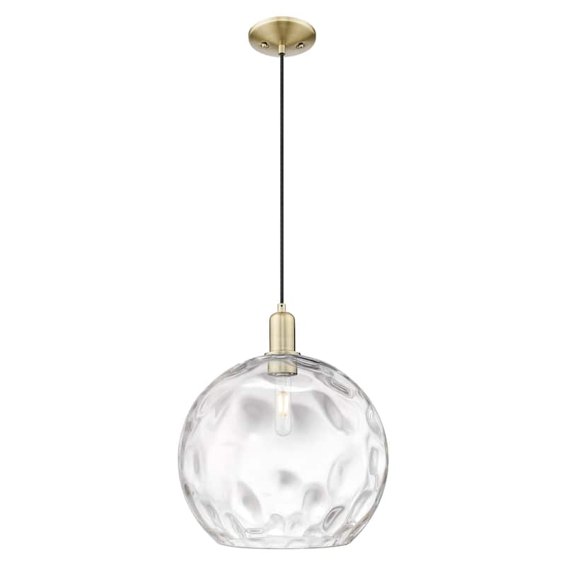 Innovations Lighting Endless Possibilities Arcadia - Athens Water Glass - 1 Light 13" Cord Hung Mini Pendant - Antique Brass