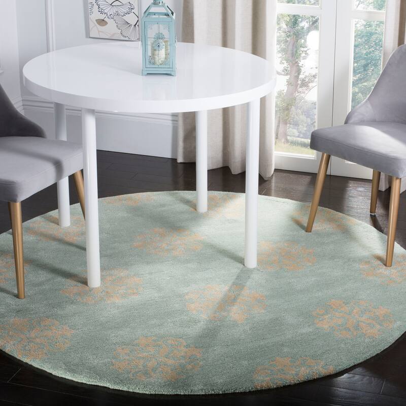 SAFAVIEH Handmade Soho Iliana Medallion N.Z. Wool Rug - 8' Round - Turquoise