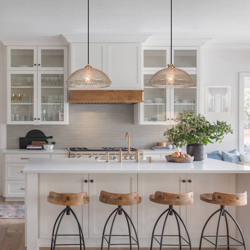 Modern Dome 1-Light Glass Pendant Light Single Chandelier - W14.6"