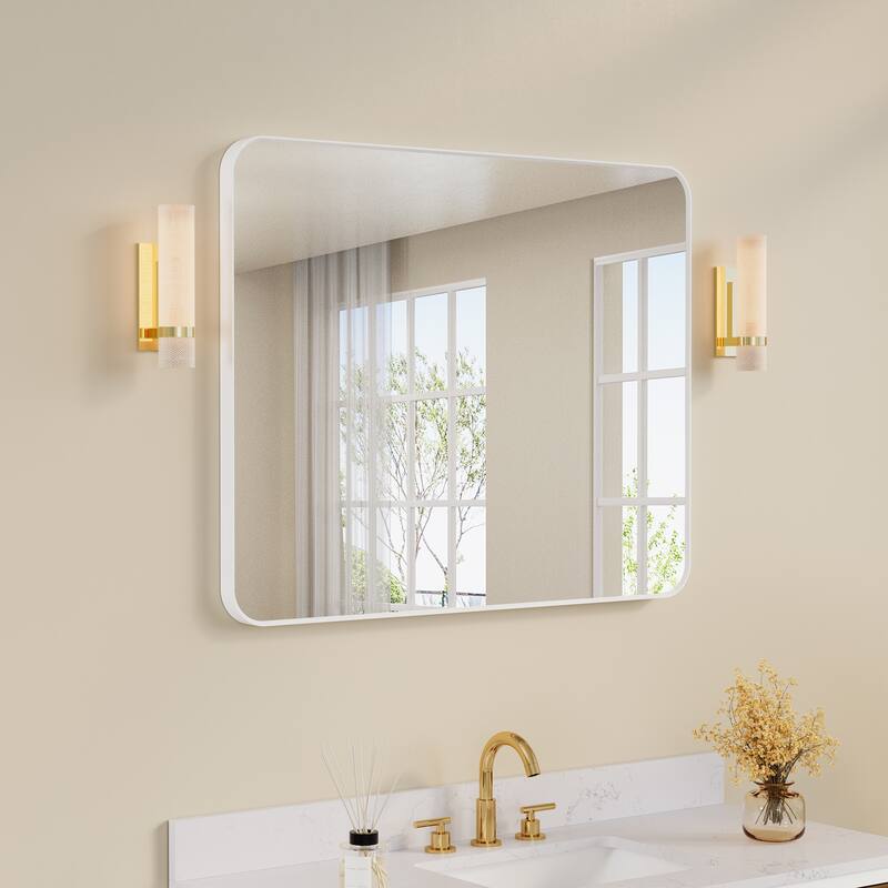 Modern Bathroom Wall Mounted Anodized Aluminum Framed Wall Vanity Mirror