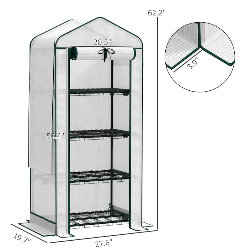 4-Tier Portable Outdoor UV-Resistant Greenhouse PE Cover with Double-Layer Roof and Shelves