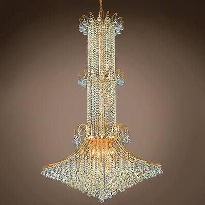 Contour 20 Light 44" Gold Chandelier With Clear Swarovski Crystals - 72.00