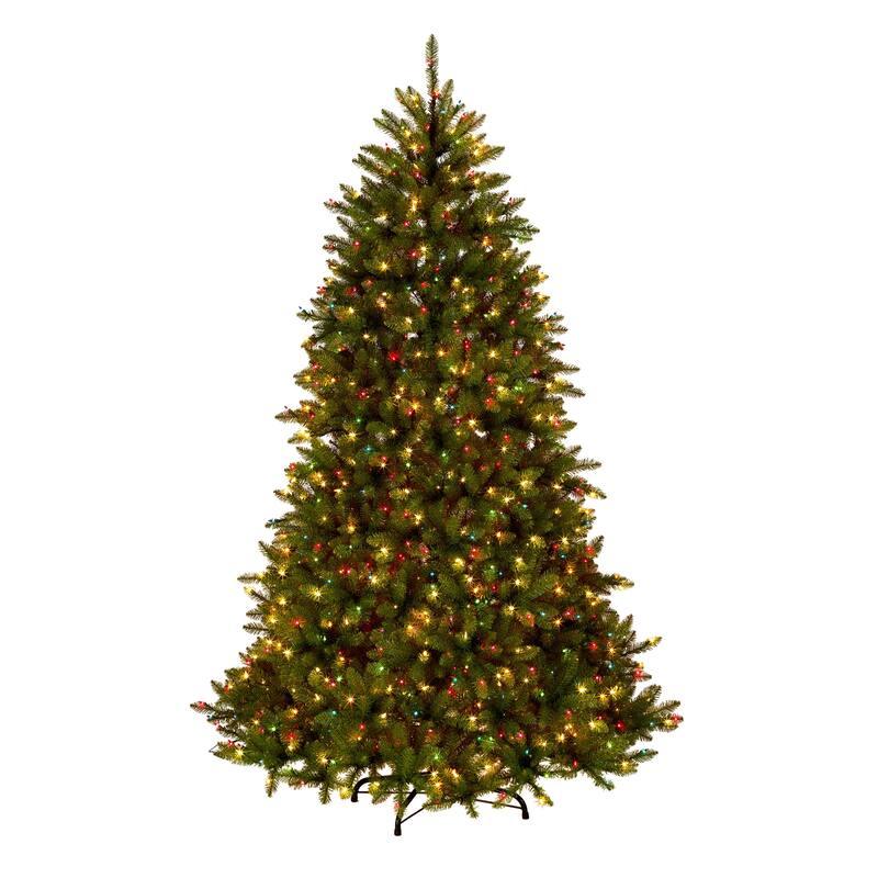 National Tree Company 6.5 ft. Pre-Lit Dunhill Fir Hinged Artificial Christmas Tree with 950 Multi/Clear Spectrum Lights - 7.5 Foot