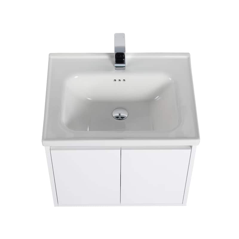 Blossom 24" Wall-Mounted Floating Bathroom Vanity with Ceramic Sink