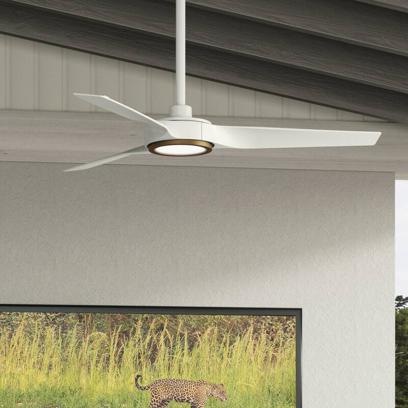 Hunter Zentech Wi-Fi ENERGY STAR Damp Rated Ceiling Fan w/ LED Light and Handheld Remote - Modern & Contemporary - SMART FAN! - 44 Inches - 44" Fresh White-3 blade