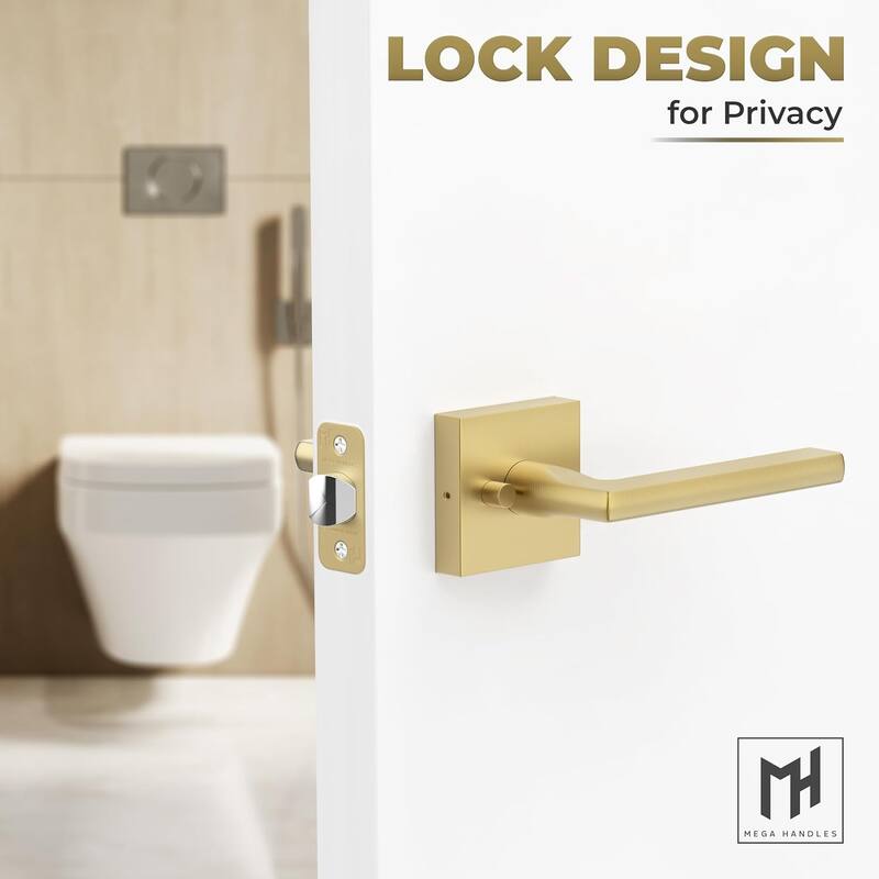 Mega Handles PRIME Privacy Flat Interior Door Lever for Hallway, Closet, and Bathroom I Reversible Keyless Door Lock