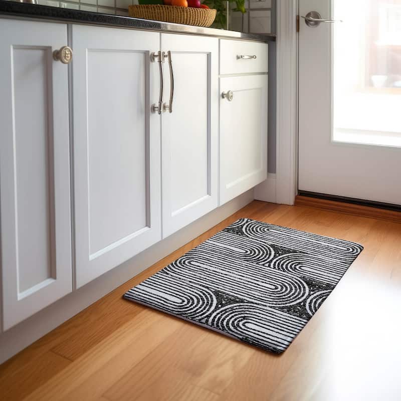 Premium Washable Super Soft Contemporary Mayfield Rug - Black - 1' 8" x 2' 6" - Rectangle