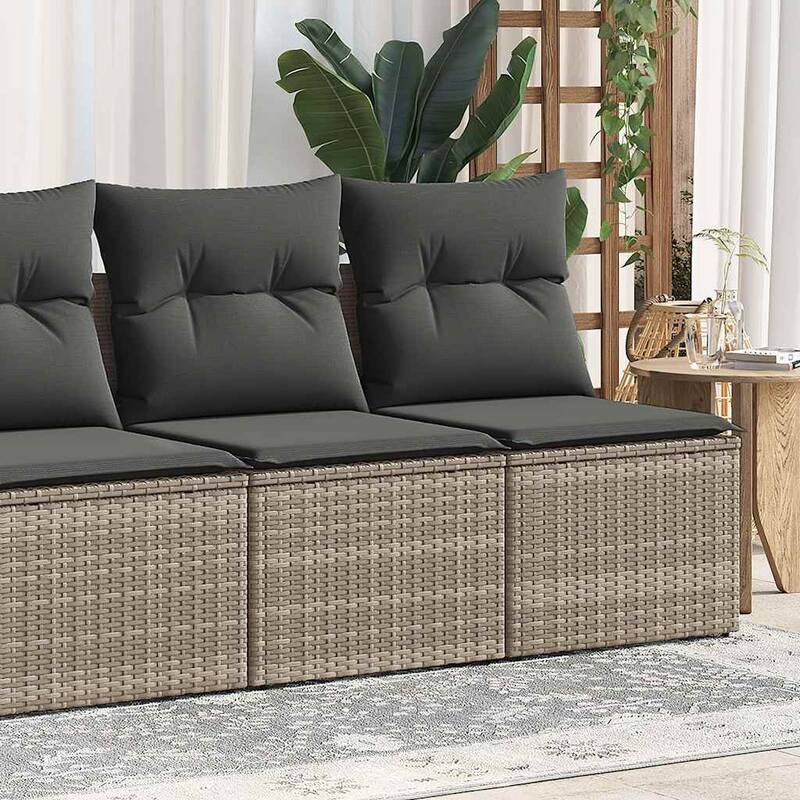 vidaXL Garden Sofa Set Black - Grey-with storage