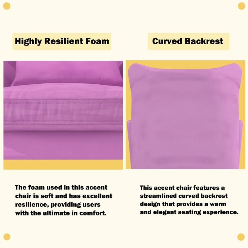 Velvet Tuft Thick Cushion Accent Chair With One Pillow