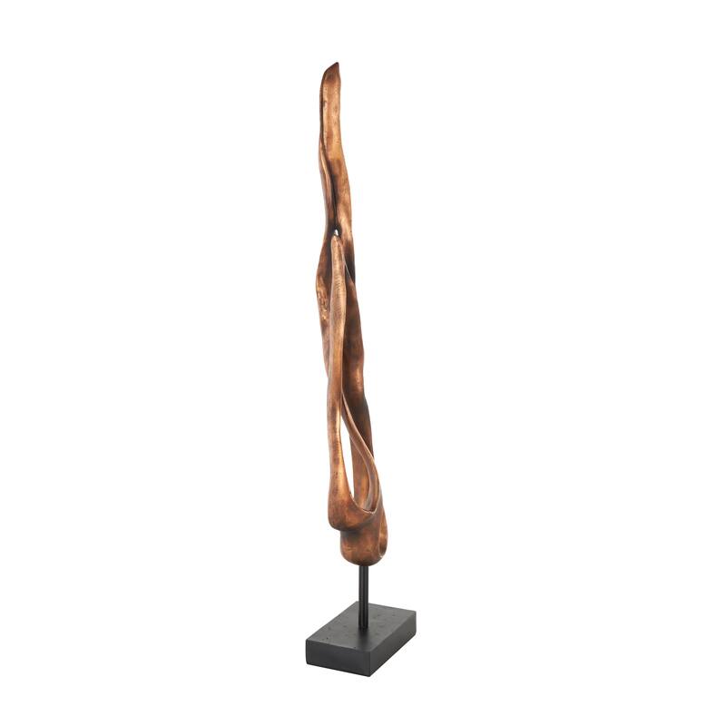 Bronze Polystone Handmade Abstract Decorative Sculpture with Rectangle Black Base