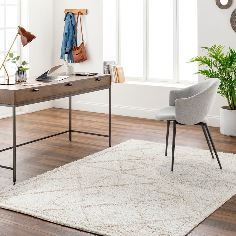 Maryland Shag Moroccan Diamond Area Rug - Ivory/Off-White - 7'10" x 10'