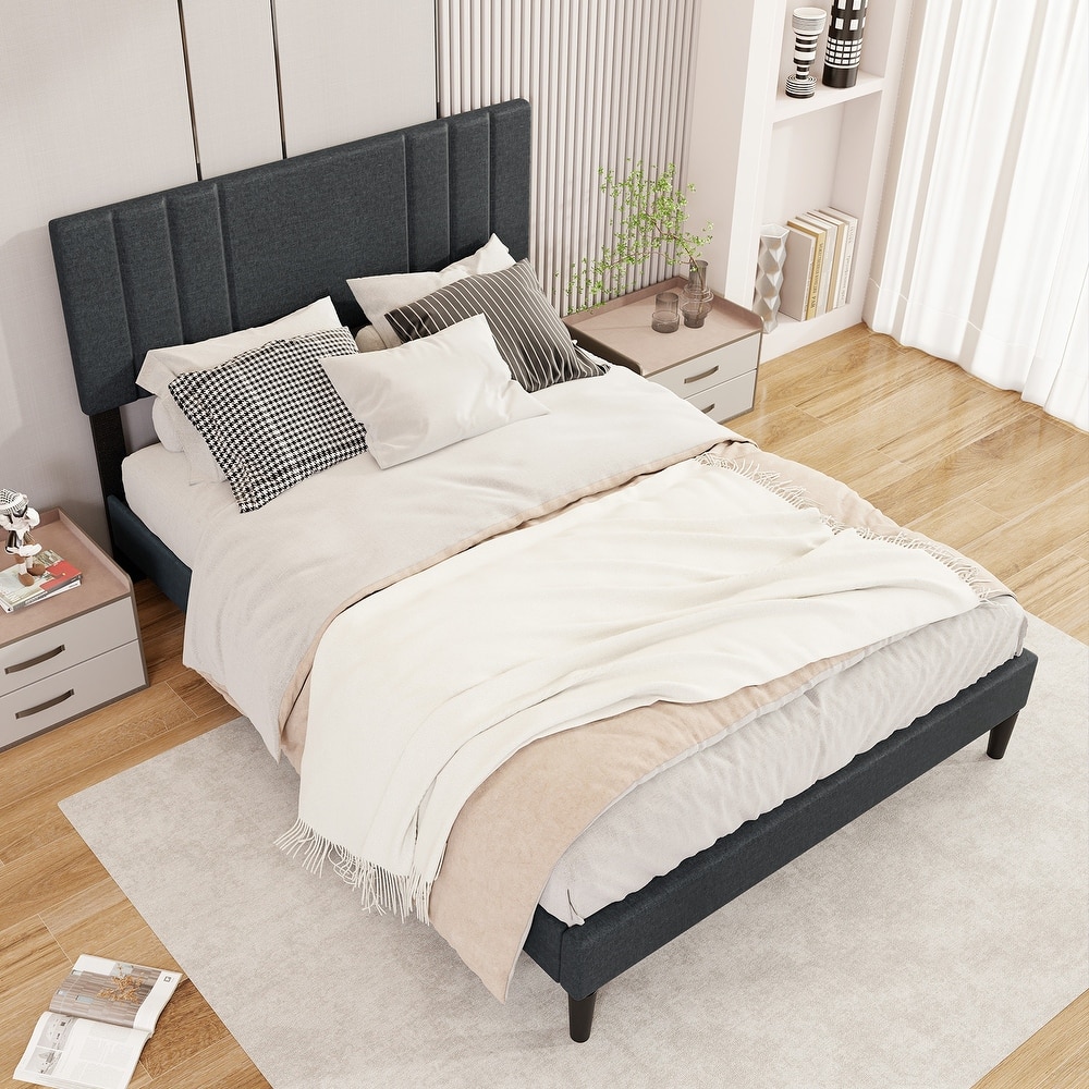 Gymax Twin / Full / Queen Size Bed Frame w/ Vertical Channel Tufted