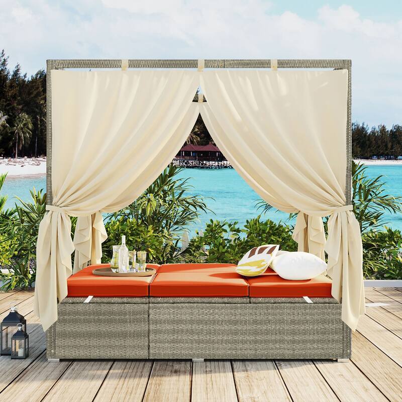 Adjustable Sun Bed With Curtain