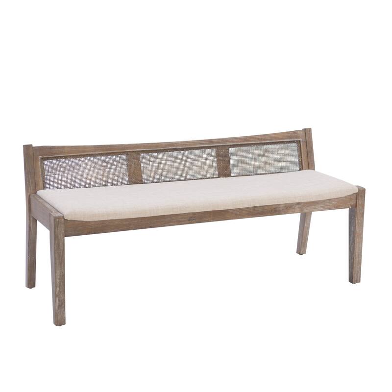 Low Profile Framed Cane Bench - 52.5" - Brown