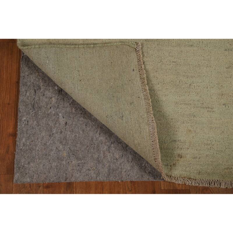 Hand Knotted Oriental 100% Wool Carpet Modern Modern Green Gabbeh Runner Rug - 9' 4'' X 2' 7''