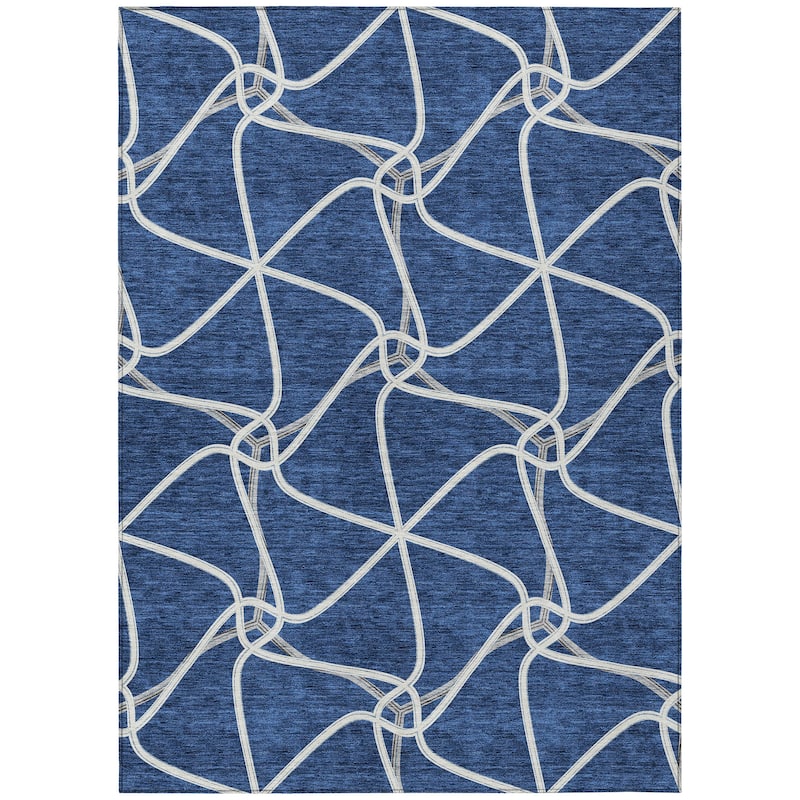 Machine Washable Indoor/ Outdoor Contemporary Links Chantille Rug