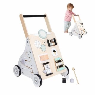 Loopwagen voor baby's, van hout, 2-in-1, wandelwagen, duwwagen, loopwagen met xylofoon en tafel, activiteitenactiviteit, Montessori babywandelaar, educatief speelgoed voor baby's vanaf 6 maanden