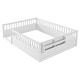 preview thumbnail 6 of 10, Full Size Toddler Floor Bed Fence Bed with Guardrails, White