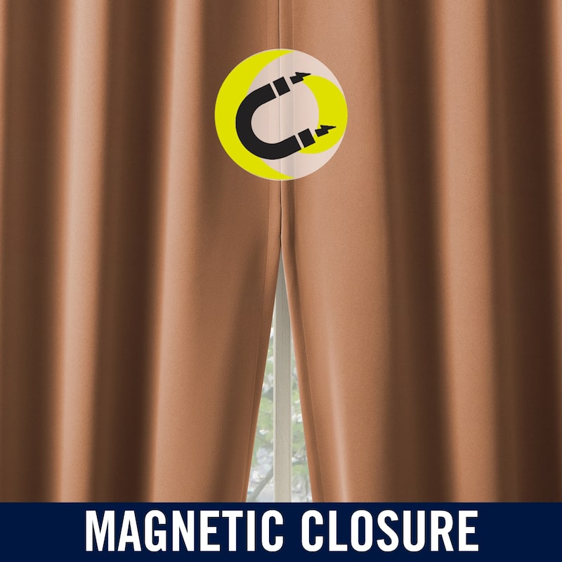 Sun Zero Sheridan Dual-Sided Magnetic Closure Total Blackout Grommet 2-Piece Curtain Panel Pair