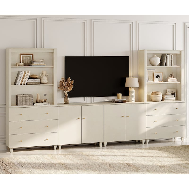 WAMPAT Wall Unit Entertainment Center for 75" TVs with Drawers&Doors