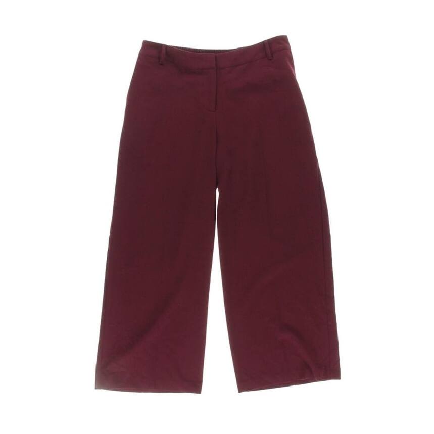 Kensie Womens Cropped Crepe Casual Trouser Pants, Red, Medium