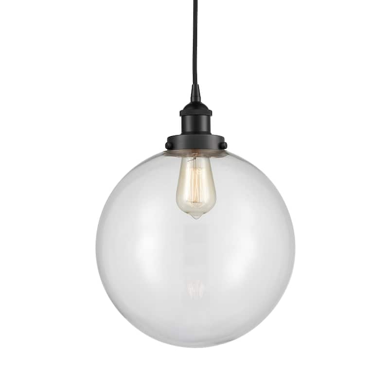 Innovations Lighting 616-1PH-16-12 Beacon Pendant Beacon 12" Wide - Matte Black / Clear