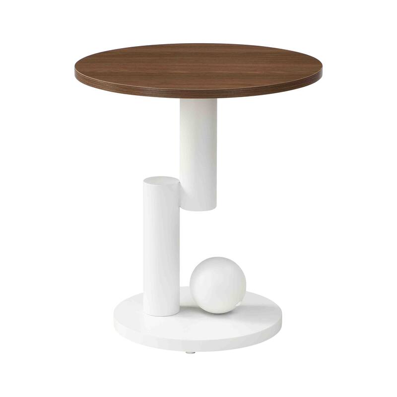 2-Piece Coffee Table Set with Oval and Round Tables, Accent Table Dining Table with Anti-slip Adjustable Pads
