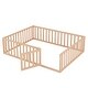 preview thumbnail 13 of 12, Queen Size Wood Floor Bed Frame with Fence and Door Montessori Floor Bed with Rails for Kids Boys & Girls