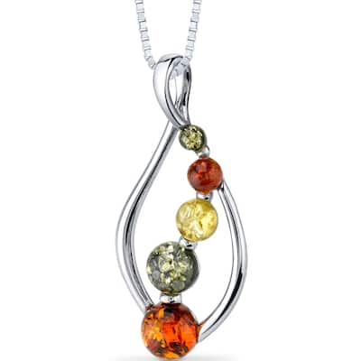 Amber Pendant in Sterling Silver