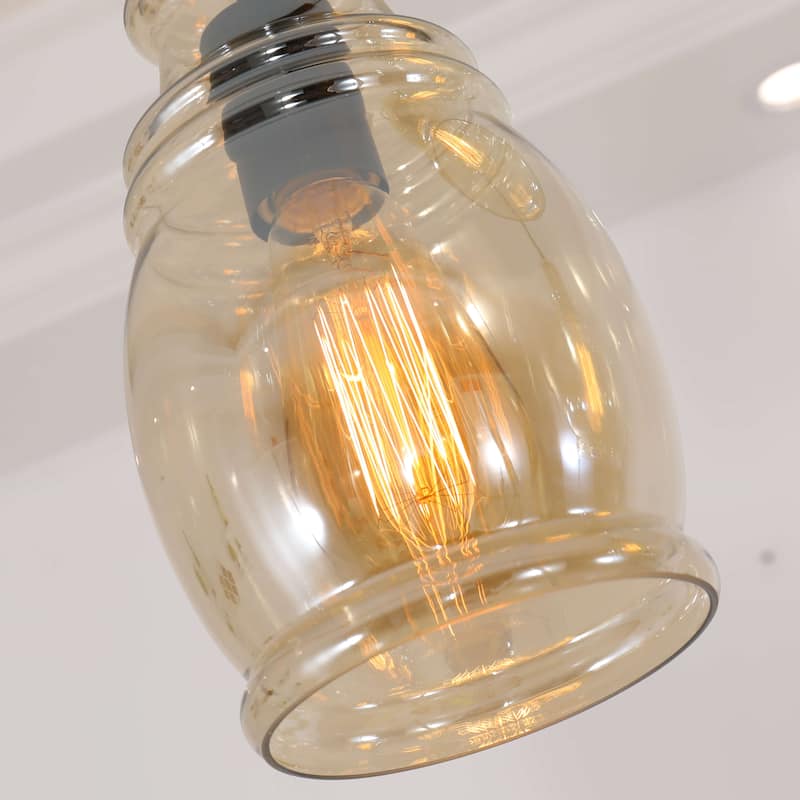 Mariana 3-Light Cognac Glass Cluster Pendant in Antique Black Finish