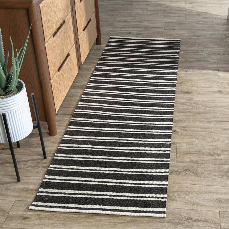 Villa by Classic Home Palma Hand Woven Performance Fabric Rug - 2.6x8 - Charcoal
