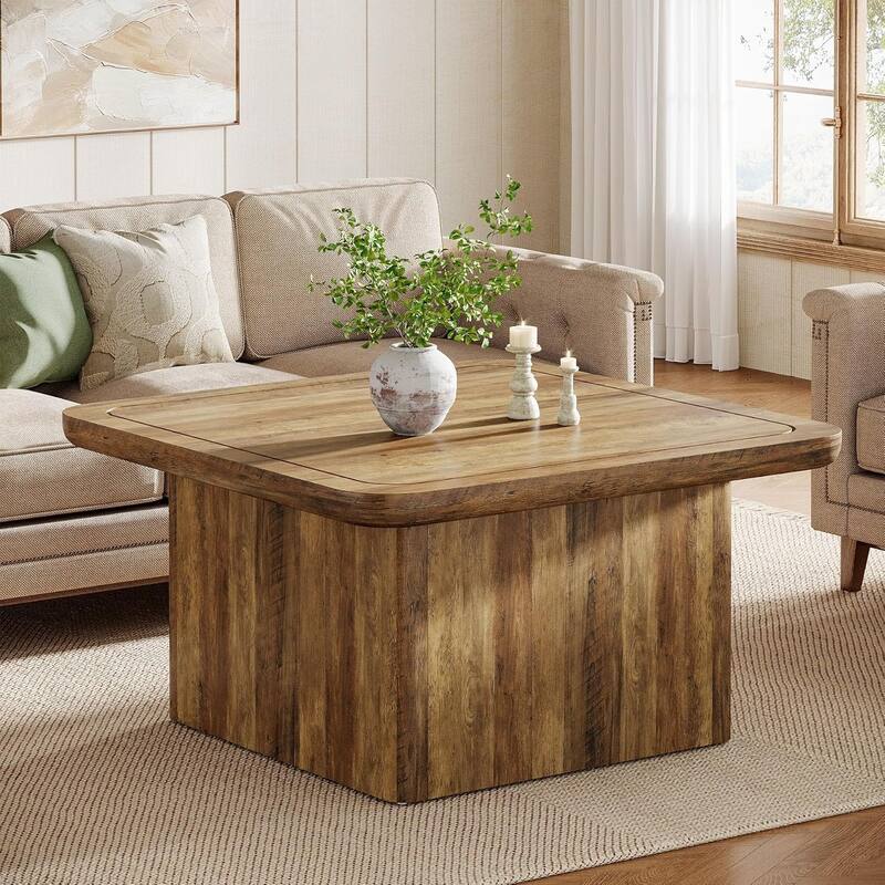 31.5-Inch Square Coffee Table, Farmhouse Center Cocktail Table