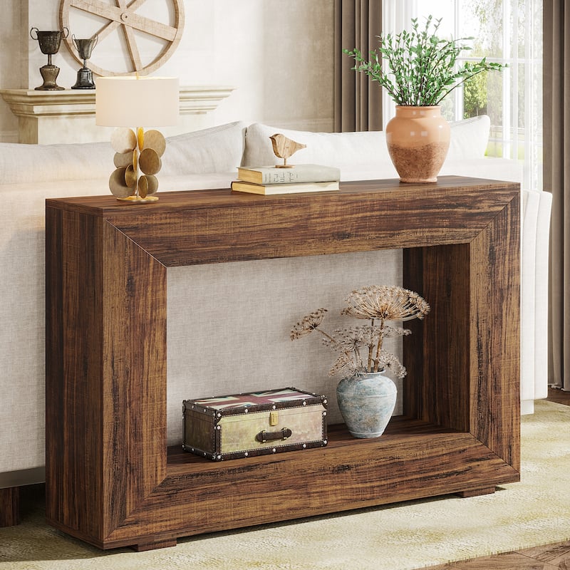 47 Inches Narrow Console Sofa Table for Entryway - 47.24" L x 11.81" W x 32.87" H - Rustic Brown