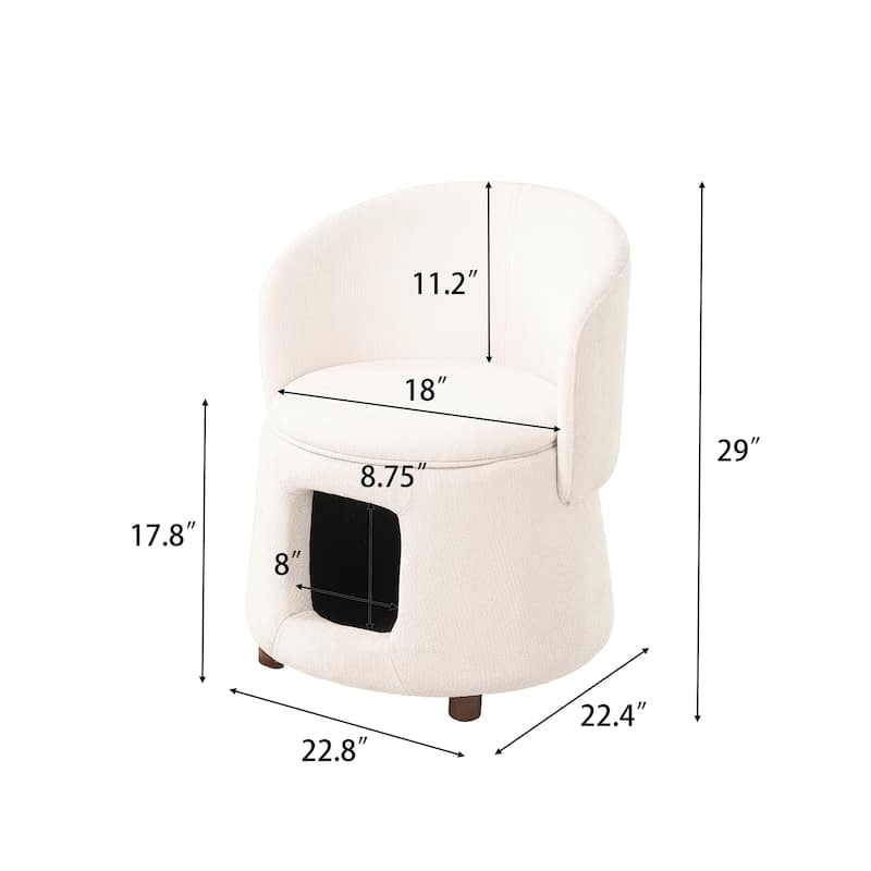 Christopher Knight Home - Modern 2-in-1 Acacia Upholstered Accent Chair with Hidden Pet-Friendly Nook & Convertible Storage Seat