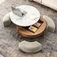 preview thumbnail 2 of 8, Modern Coffee Table, Lifting-top Round Coffee Table with Storage, Sintered Stone Top, Carbon Steel Legs