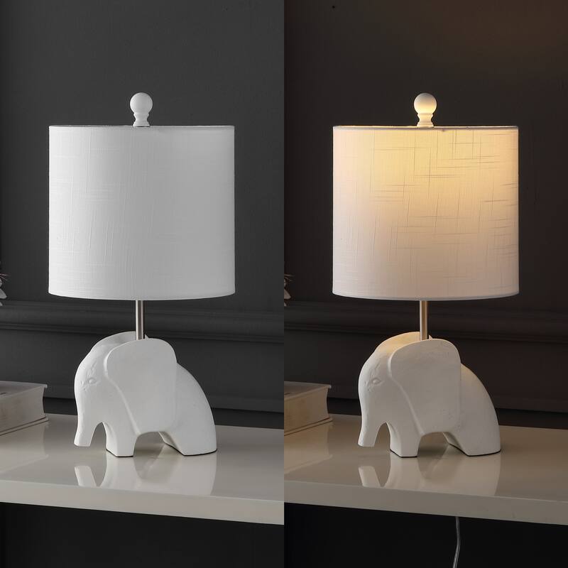 Harlow 17.5" Eclectic Southwestern Resin/Iron Elephant LED Kids Table Lamp, by JONATHAN Y