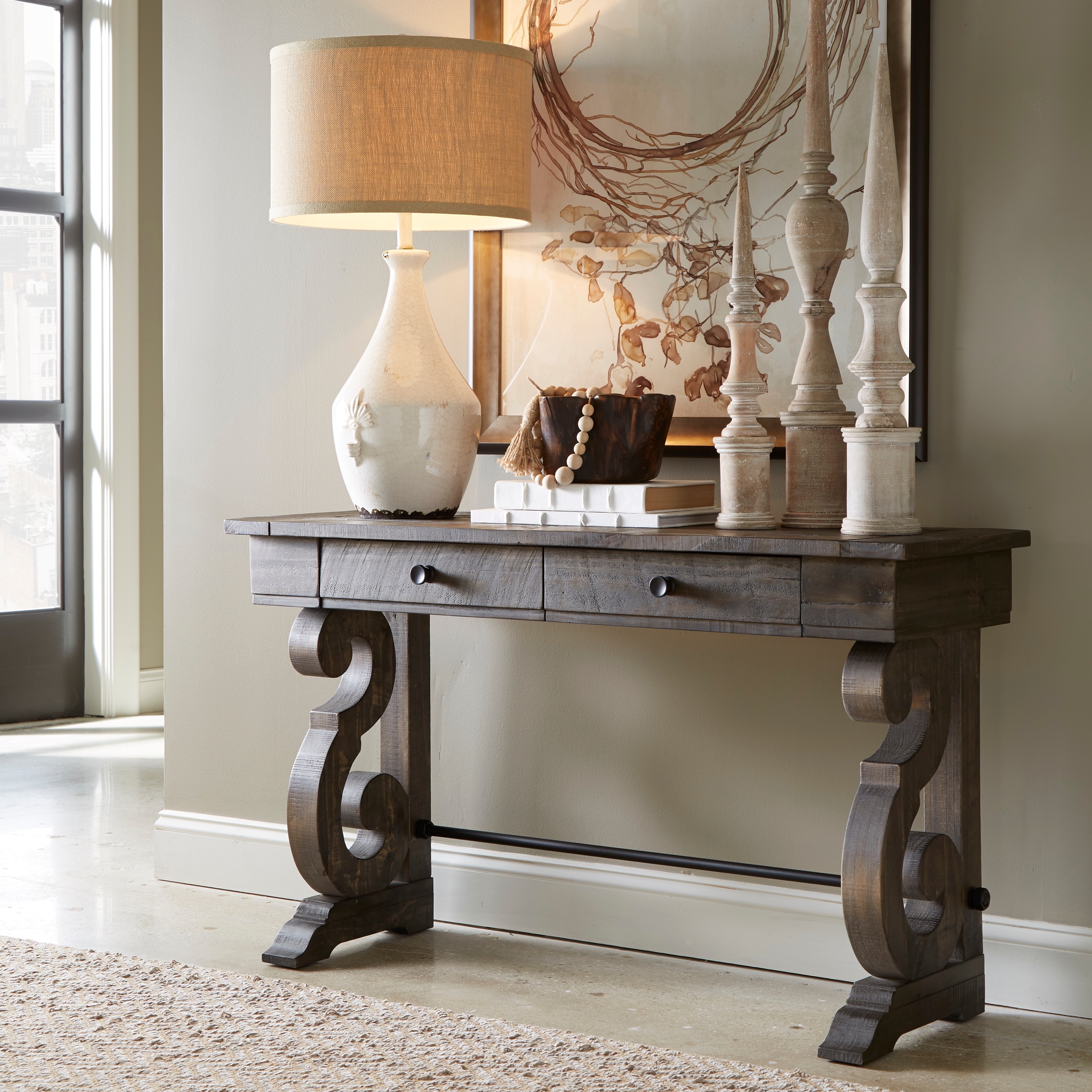 Magnussen Home Bellamy Peppercorn Sofa Table - 50"W x 16"D x 19"H