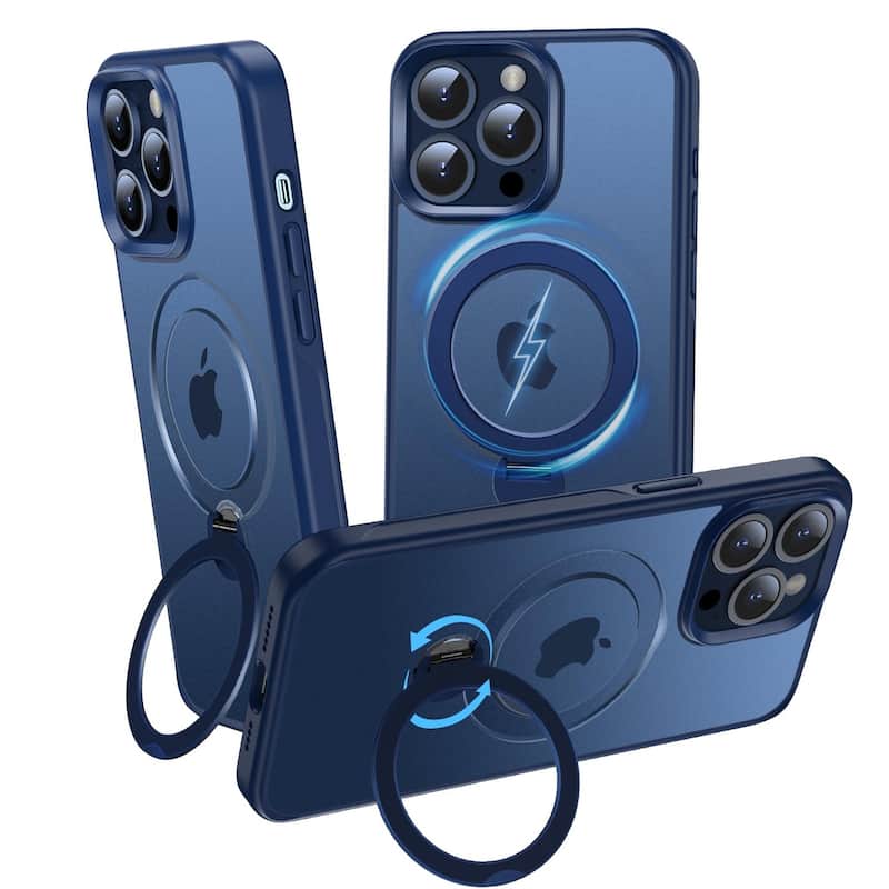 iPhone 15 Pro 360 Adjustable Stand with Camera Protection Compatible, Translucent Case Ring Magnetic Invisible Case Non-Slip