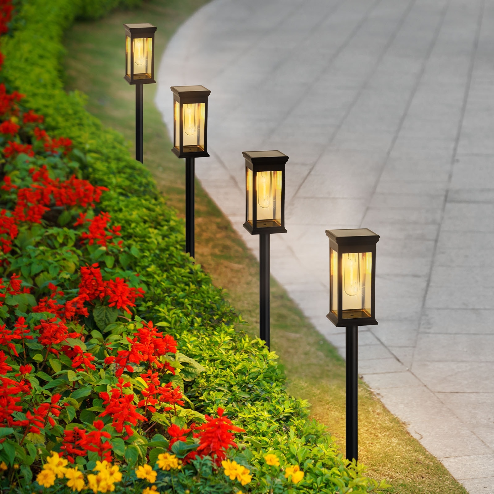 6 Pack Solar Pathway Lights for Lawn Patio Walkway Driveway, image size:1600x1600