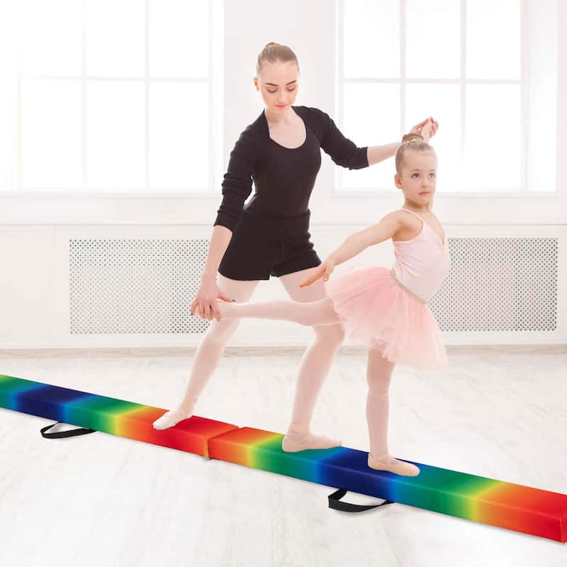 Costway 8 FT Folding Gymnastic Beam with Anti-slip Base Pine Wood - See Details