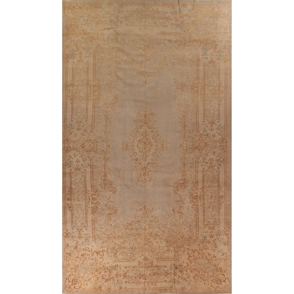 Kerman Persian Antique Large Rug Hand-Knotted Wool Carpet - 10'6"x 19'9"